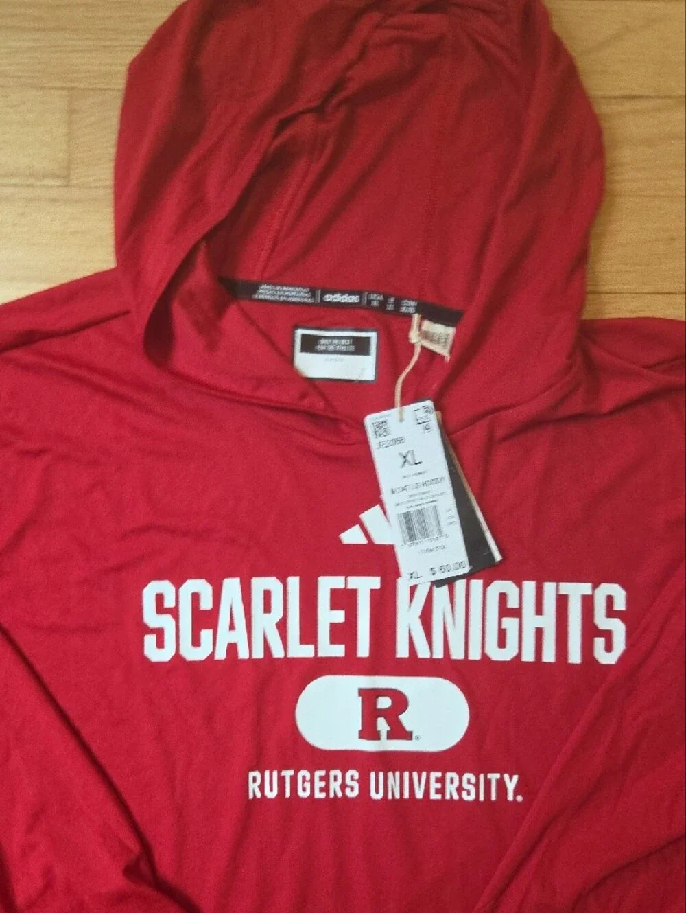 NWT Rutgers University Scarlet Knights Lightweight Hoodie T-Shirt Red Men's XL